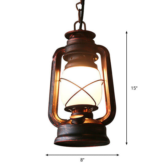 Farmhouse Milk Glass Pendant Light In Copper - 5.5’/7’/8’ Wide 1-Bulb Hanging Fixture For