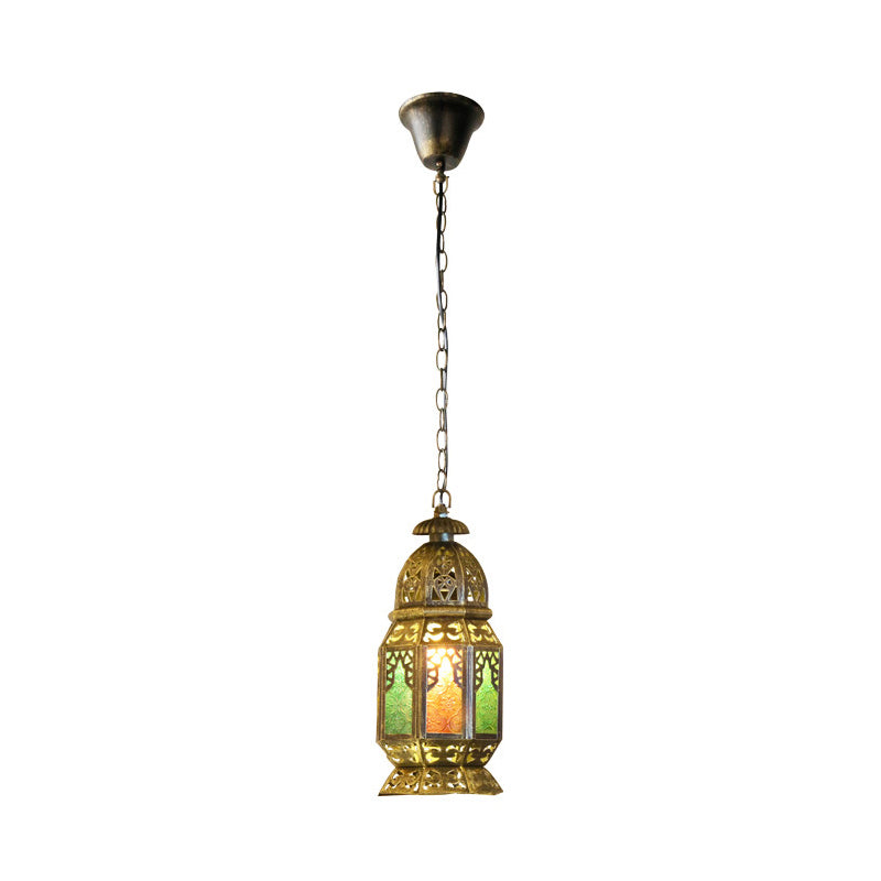 Bohemia Stained Glass Bedside Pendant Light With Down Lighting And Brass/Copper Finish