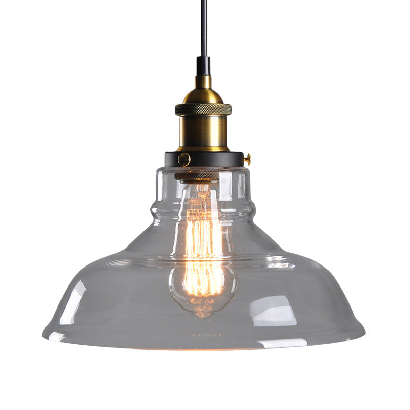 Farmhouse Pendant Lamp With Amber Glass Shade - Stylish Single-Bulb Ceiling Light For Dining Room
