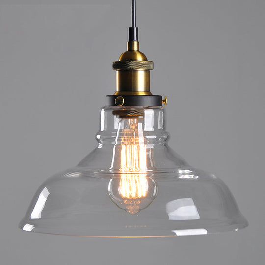 Farmhouse Pendant Lamp With Amber Glass Shade - Stylish Single-Bulb Ceiling Light For Dining Room