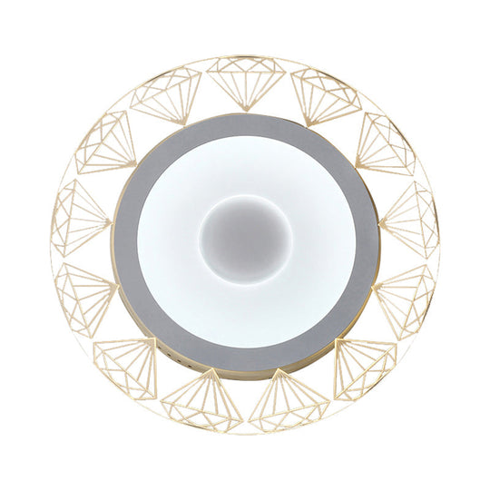 Led Round Ceiling Light With Diamond Wire - Modern Acrylic Lamp White Ideal For Kindergarten Beige /