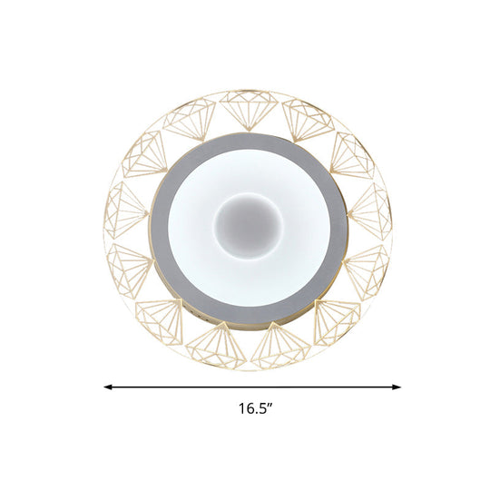 Led Round Ceiling Light With Diamond Wire - Modern Acrylic Lamp White Ideal For Kindergarten