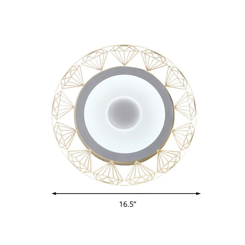 Led Round Ceiling Light With Diamond Wire - Modern Acrylic Lamp White Ideal For Kindergarten