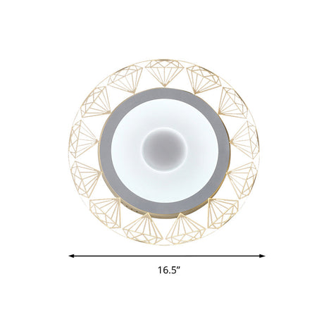 Led Round Ceiling Light With Diamond Wire - Modern Acrylic Lamp White Ideal For Kindergarten