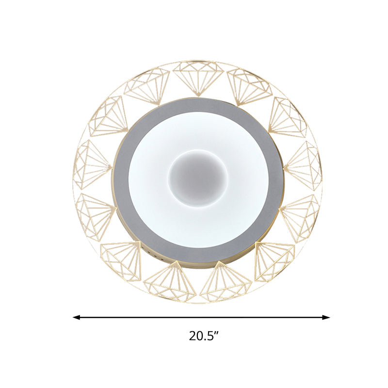 Led Round Ceiling Light With Diamond Wire - Modern Acrylic Lamp White Ideal For Kindergarten