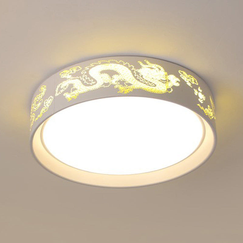 White Hammered Metal Flush Mount Ceiling Light Fixture For Children’s Bedroom