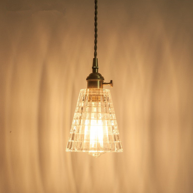 Rustic Brass Floral Hanging Lamp With Clear Ribbed Glass - 1-Light Ceiling Pendant For Table / A