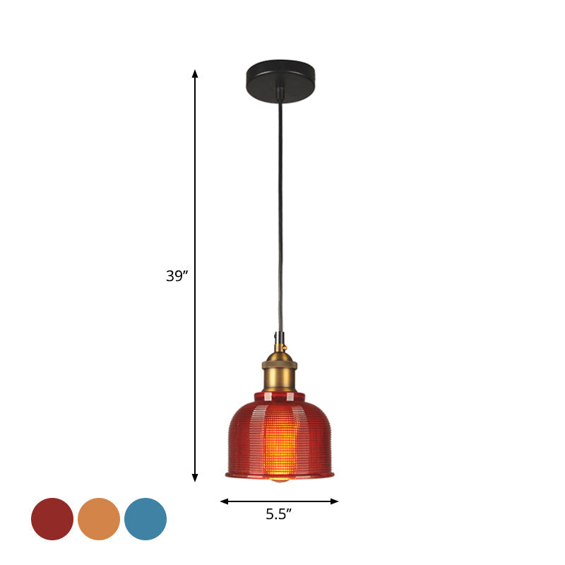 Vintage Carillon Pendant Light: Retro-Style Gridded Glass Suspension For Dining Room