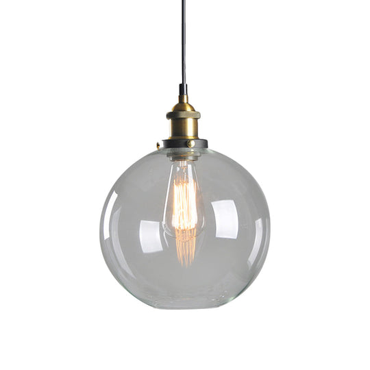 8’/10’ Dia Single Bulb Ceiling Pendant Warehouse Globe/Half-Globe Clear Glass Hanging Light