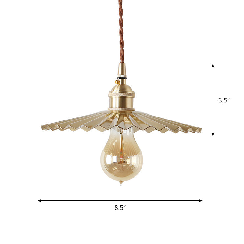 Rustic Radial Wave Metallic Pendant Lighting In Brass For Dining Room