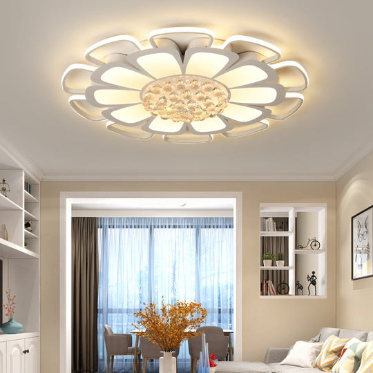 Modern Acrylic Petal Flush Mount Led Ceiling Light - 20.5’/27’ W Warm/White Round Design White