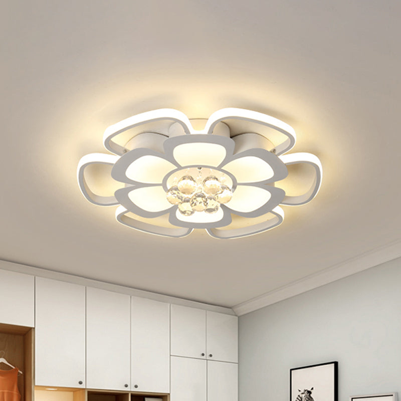 Modern Acrylic Petal Flush Mount Led Ceiling Light - 20.5’/27’ W Warm/White Round Design White