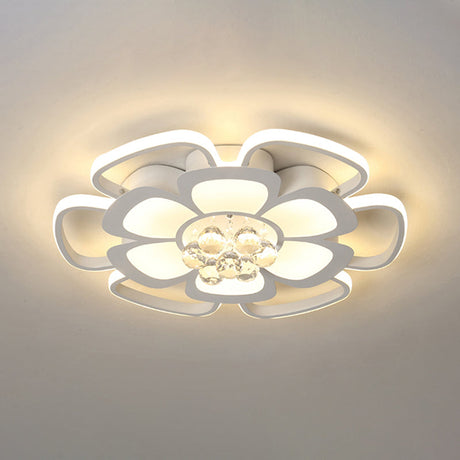 Modern Acrylic Petal Flush Mount Led Ceiling Light - 20.5/27 W Warm/White Round Design White Finish