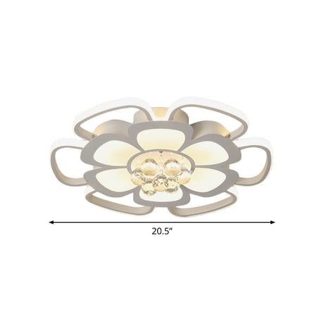 Modern Acrylic Petal Flush Mount Led Ceiling Light - 20.5/27 W Warm/White Round Design White Finish