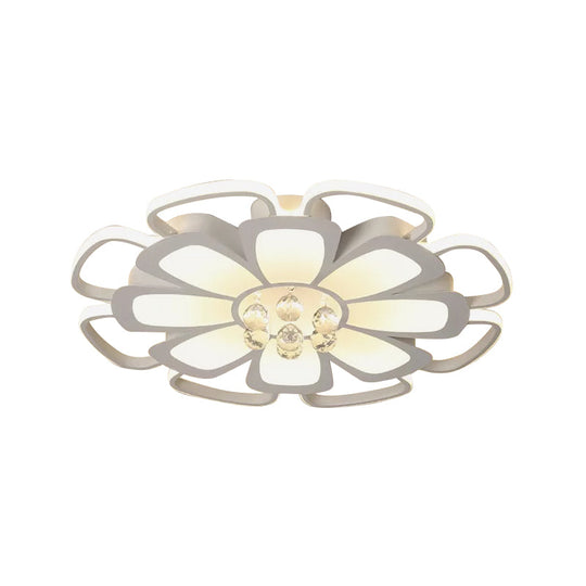 Modern Acrylic Petal Flush Mount Led Ceiling Light - 20.5’/27’ W Warm/White Round Design White
