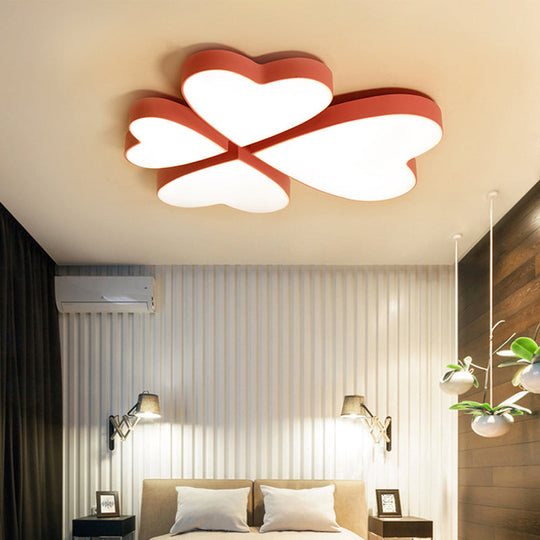 Modern Led Acrylic Flush Mount Ceiling Light For Living Room - Contemporary Lighting Pink / Warm