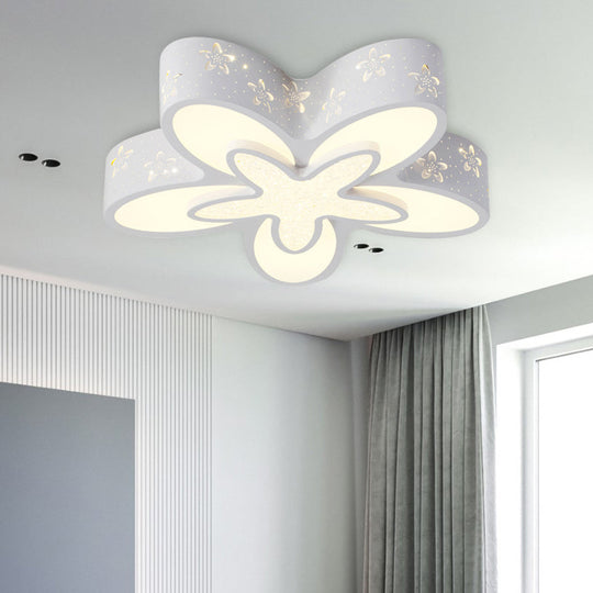 Starfish Shaped Kindergarten Ceiling Light - Acrylic Flush Mount Cartoon Fixture White /