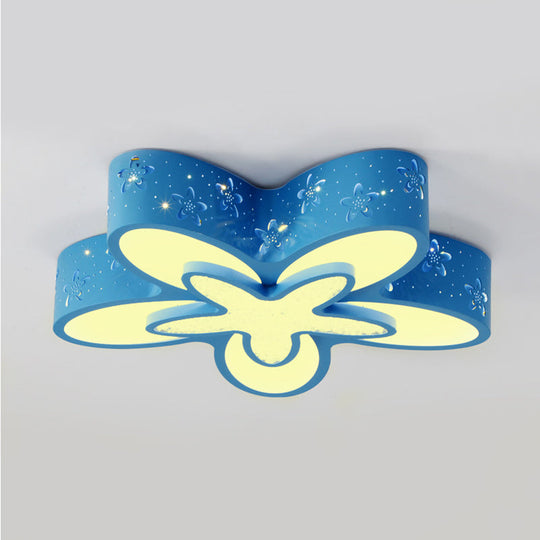 Starfish Shaped Kindergarten Ceiling Light - Acrylic Flush Mount Cartoon Fixture Blue / Third Gear