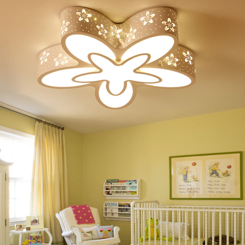 Starfish Shaped Kindergarten Ceiling Light - Acrylic Flush Mount Cartoon Fixture Yellow / White