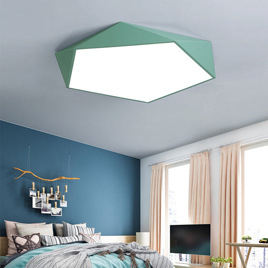 Sleek Acrylic Pentagon Led Flush Mount Ceiling Light With Nordic Design For Bathrooms Green / 12’