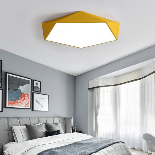 Sleek Acrylic Pentagon Led Flush Mount Ceiling Light With Nordic Design For Bathrooms Yellow / 12