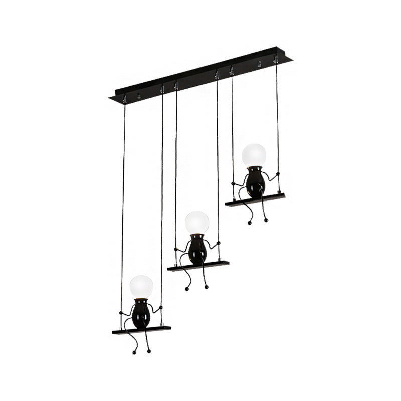 Little People Multi Pendant Light Fixture - Contemporary Metal Hanging In Black 3/4/6 Bulbs