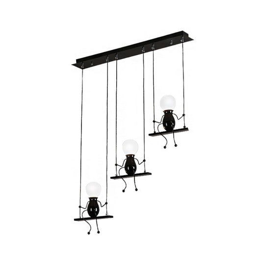 Little People Multi Pendant Light Fixture - Contemporary Metal Hanging In Black 3/4/6 Bulbs
