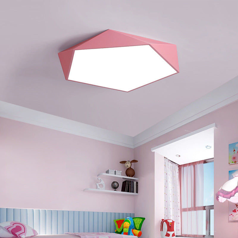 Sleek Acrylic Pentagon Led Flush Mount Ceiling Light With Nordic Design For Bathrooms Pink / 12