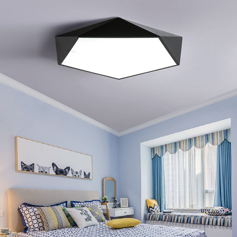 Sleek Acrylic Pentagon Led Flush Mount Ceiling Light With Nordic Design For Bathrooms Black / 12