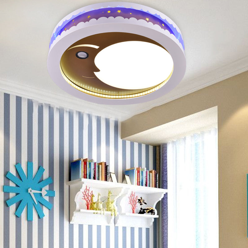 Art Deco Led Flush Ceiling Light For Kids’ Bedrooms - Acrylic Circle Design