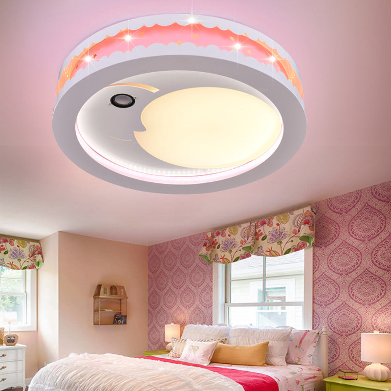 Art Deco Led Flush Ceiling Light For Kids’ Bedrooms - Acrylic Circle Design Pink / Warm