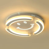 Smile Face Led Ceiling Lamp In White For Kids Game Room And Bedroom /