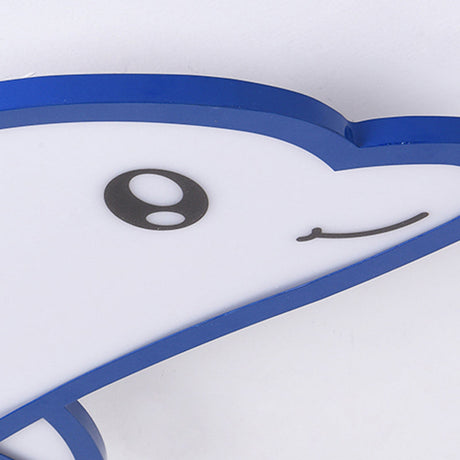 Modern Blue Dolphin Cartoon Flushmount Ceiling Light With Integrated Led & Acrylic - Flush Mount