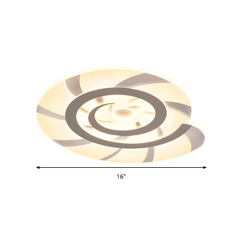 White Acrylic Snail Shell Led Ceiling Light - Perfect For Kid’s Bedroom!