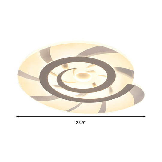 White Acrylic Snail Shell Led Ceiling Light - Perfect For Kid’s Bedroom!