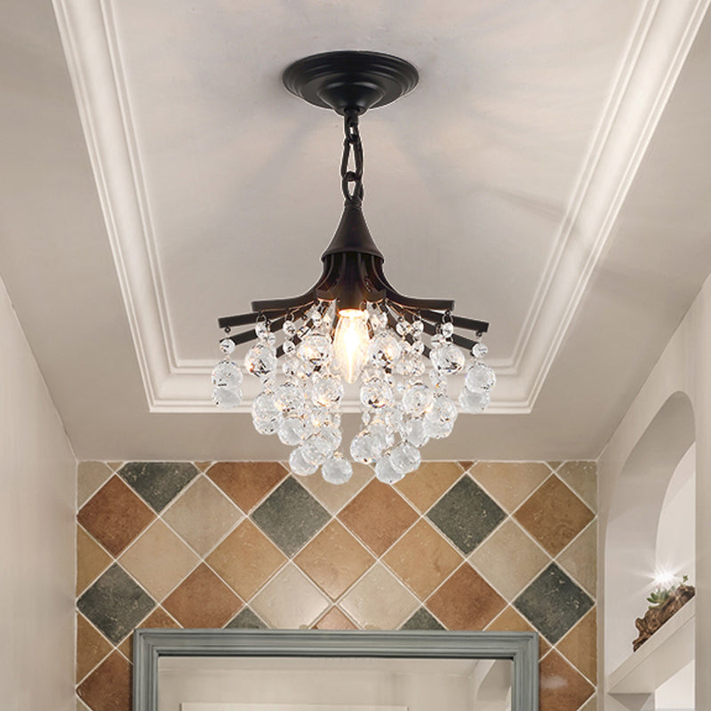 Crystal Drops Single Bulb Metal Chandelier - Elegant Lighting Solution