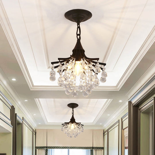 Crystal Drops Single Bulb Metal Chandelier - Elegant Lighting Solution