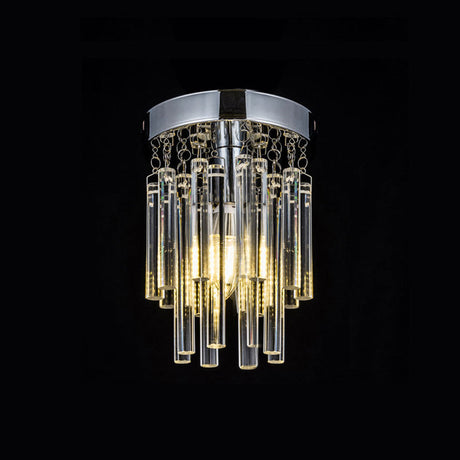 Round Chrome Crystal Bar Flush Mount Ceiling Light - Bare Bulb Flushmount Clear / 6