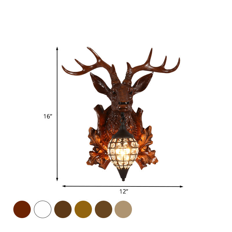 Metal Deer Wall Sconce With Crystal Mesh Cone Shade - Traditional Light