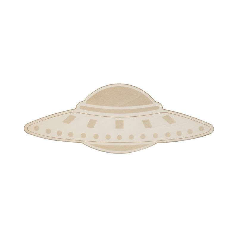 Creative Wood Spaceship Ufo Sconce Light In Beige - Cool Wall For Dining Room & Restaurant
