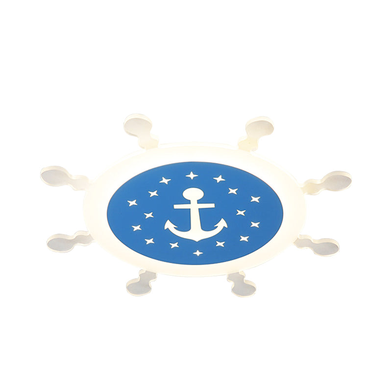 Seaside Anchor Ceiling Light In Yellow For Bedroom - Acrylic Flush Mount Fixture