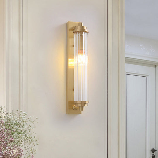 Contemporary Led Crystal Wall Light Fixture For Living Room With Clear Cylinder Pipes