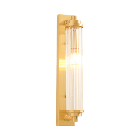 Contemporary Led Crystal Wall Light Fixture For Living Room With Clear Cylinder Pipes