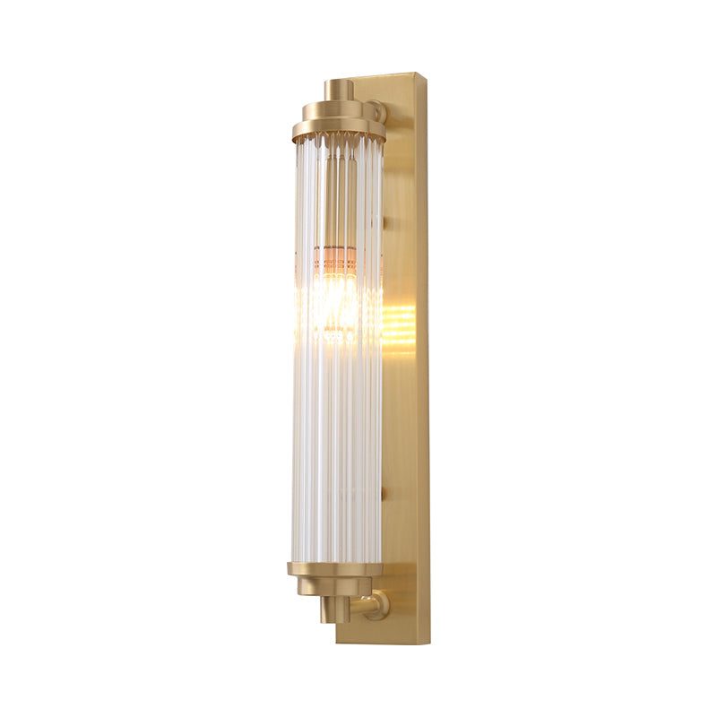 Contemporary Led Crystal Wall Light Fixture For Living Room With Clear Cylinder Pipes