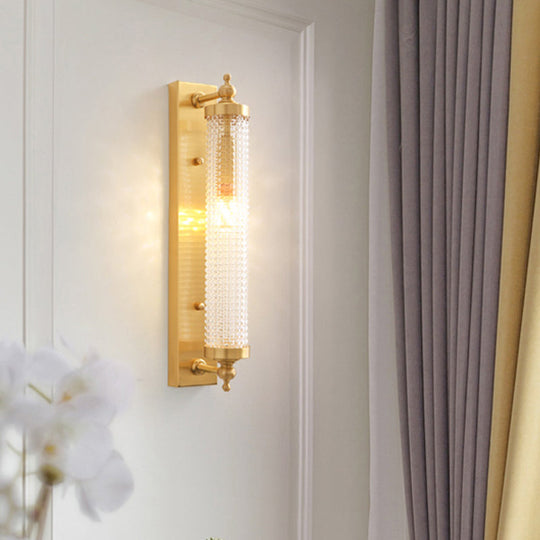 Contemporary Led Crystal Wall Light Fixture For Living Room With Clear Cylinder Pipes