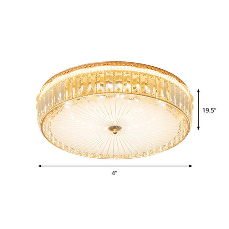 Modern White Glass Ceiling Flush Mount Spotlight With Crystal Block - Perfect For Bedrooms