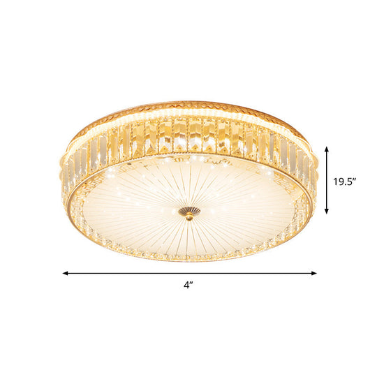 Modern White Glass Ceiling Flush Mount Spotlight With Crystal Block - Perfect For Bedrooms