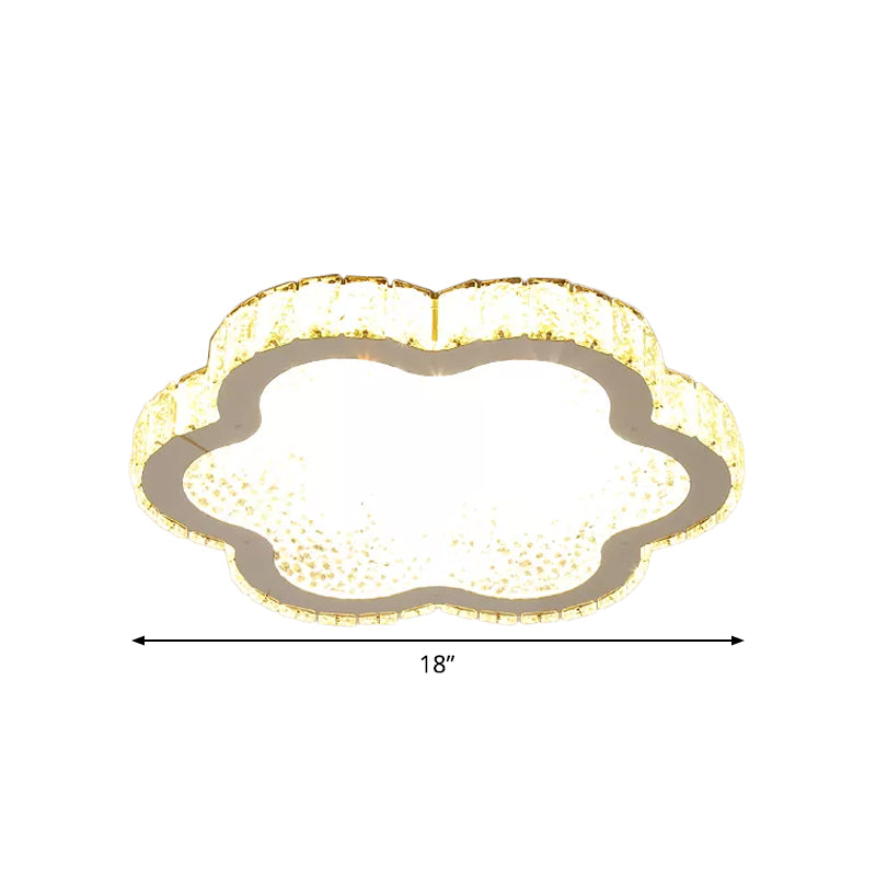 Contemporary Petal Crystal Led Flush Ceiling Light | Stainless - Steel Porch Fixture