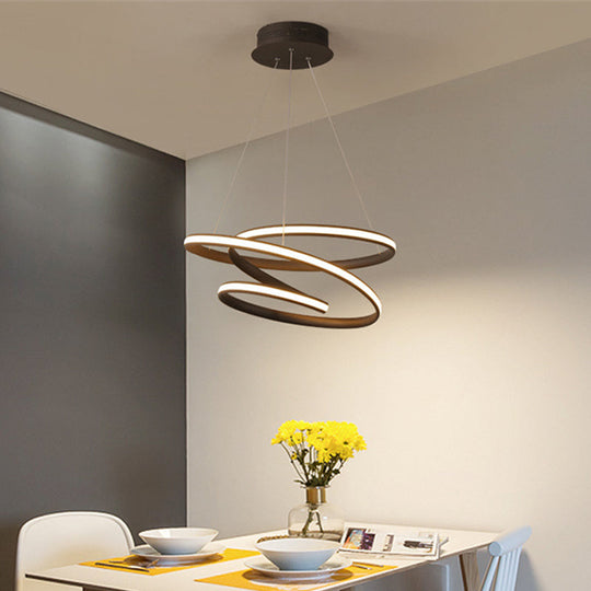 Simplistic Iron Circle Drop Lamp Led Chandelier In Coffee With Warm/White Light