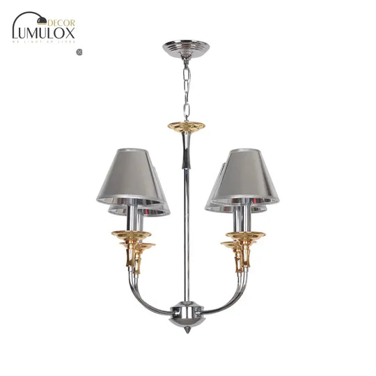 Traditional Cone Shape Chandelier 3/4/6-Head Fabric Hanging Pendant In Black/Chrome With Swooping